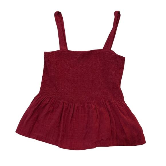 Nanette Lepore Smocked Peplum Tank Top Red Size M - Picture 1 of 3